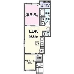 アンフィニ土浦B 1LDKの間取図画像