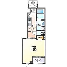 イストワールB 1Kの間取図画像