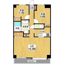 グリーンパーク土浦 2LDKの間取図画像