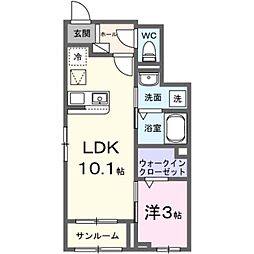 サンフルールI 1LDKの間取図画像