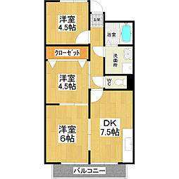 サンフル真鍋 3DKの間取図画像