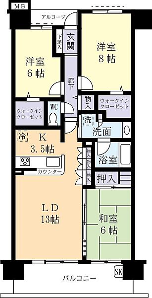 デュオヒルズつくば吾妻810号室 0810｜茨城県つくば市吾妻1丁目(賃貸マンション3LDK・8階・81.96㎡)の写真 その2