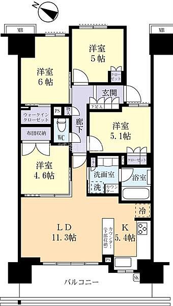 メイツつくば304号室 0304｜茨城県つくば市吾妻1丁目(賃貸マンション4LDK・3階・81.04㎡)の写真 その2