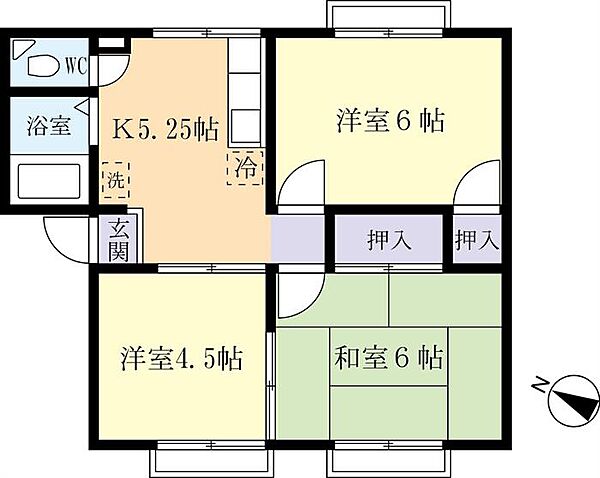 エトワール・ツクバ 0101｜茨城県つくば市梅園2丁目(賃貸アパート3K・1階・44.30㎡)の写真 その2