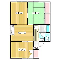 セジュール平山 2LDKの間取図画像