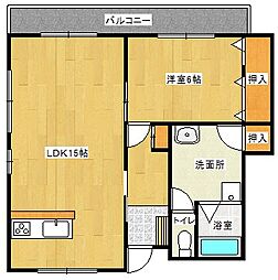 フロンティア小船越 1LDKの間取図画像