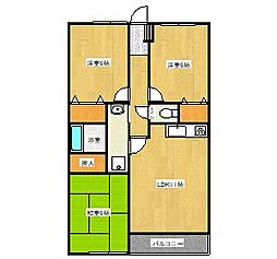 カルディア中島 3LDKの間取図画像