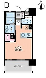 フロンティアききつ2 ワンルームの間取図画像