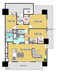 ドゥグラン喜々津ステーションタウン弍番館 3LDKの間取図画像
