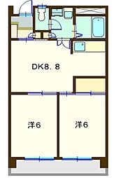 イーグルハイツ 2DKの間取図画像