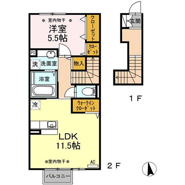 Royal西荒屋 208｜富山県富山市西荒屋(賃貸アパート1LDK・2階・51.65㎡)の写真 その2