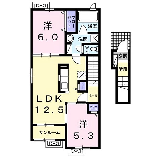 ソフィア E202｜富山県富山市北代(賃貸アパート2LDK・2階・60.50㎡)の写真 その2