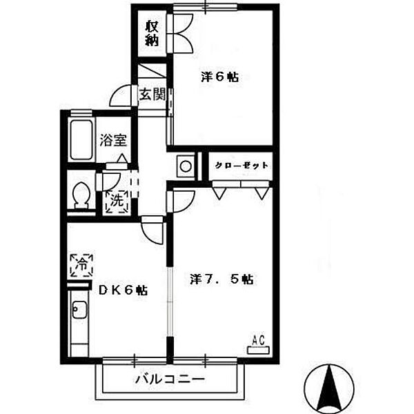 セジュール経堂 A201｜富山県富山市経堂2丁目(賃貸アパート2DK・2階・45.07㎡)の写真 その2