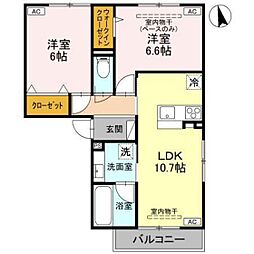 パチオーリ弥生町 2LDKの間取図画像