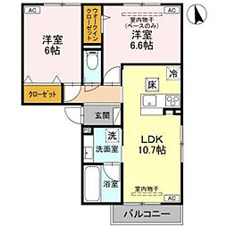 パチオーリ弥生町 2LDKの間取図画像