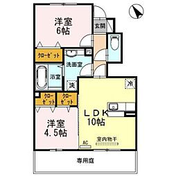 ジュネス向新庄A 2LDKの間取図画像