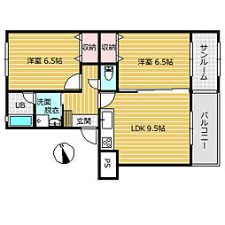 エルフメゾン東中野 2LDKの間取図画像