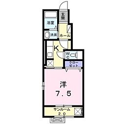 ニューリジェール 1Kの間取図画像