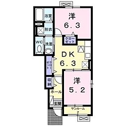 ウィステリアスタイル 2DKの間取図画像