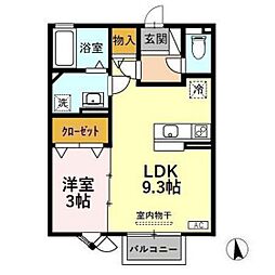 アスターハイツ 1LDKの間取図画像