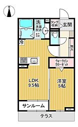 MiraieLusso 1LDKの間取図画像