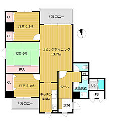 アーデルテラス愛宕 3LDKの間取図画像