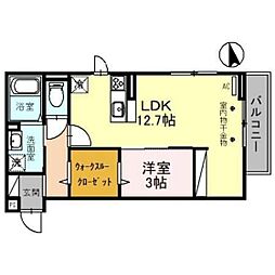 ルミナス奥井 1LDKの間取図画像