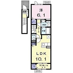 メゾン ラヴェール 1LDKの間取図画像