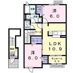 メイク・レジェンドC 2LDKの間取図画像