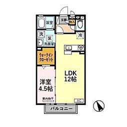 リビングタウン下新北町 1LDKの間取図画像