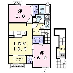 メイク・レジェンドC 2LDKの間取図画像