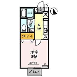セジュール環水 1Kの間取図画像