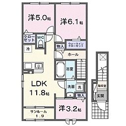 ハッピーフィールド なのはな館 3LDKの間取図画像