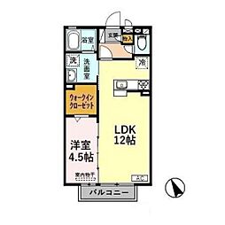 リビングタウン下新北町 1LDKの間取図画像