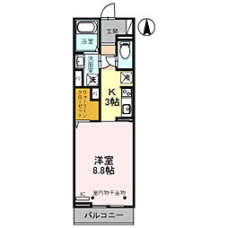 プラウド黒崎 1Kの間取図画像