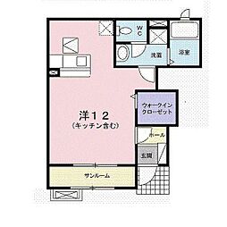 ジェルメライムA棟 ワンルームの間取図画像