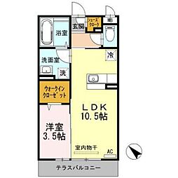 D-room五福 1LDKの間取図画像