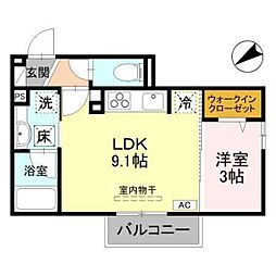ツインリーフ 1LDKの間取図画像