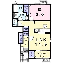 ノワ・ド・ココB 1LDKの間取図画像