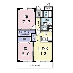 ビエントプラーサ 2LDKの間取図画像