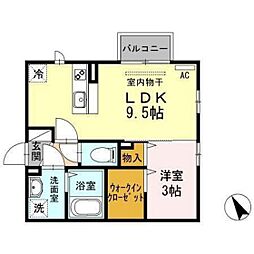 カレンデュラ 1LDKの間取図画像