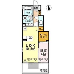 サンシャイン上冨居 1LDKの間取図画像