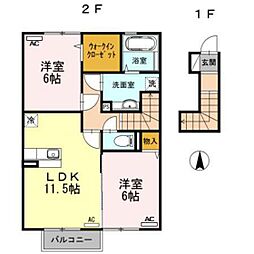 グランドコートヨネダ3 2LDKの間取図画像