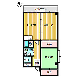 メゾン・ルミネス 2DKの間取図画像