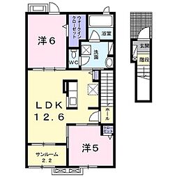 シュエット 2LDKの間取図画像