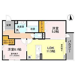 D-Grande新根塚E 2LDKの間取図画像