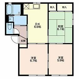 エスポワール21　B 1階3DKの間取り