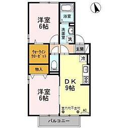 エルミタージュ 2DKの間取図画像
