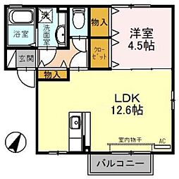 クレスト氷見A 1LDKの間取図画像
