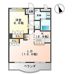 サイネリアK1 1LDKの間取図画像